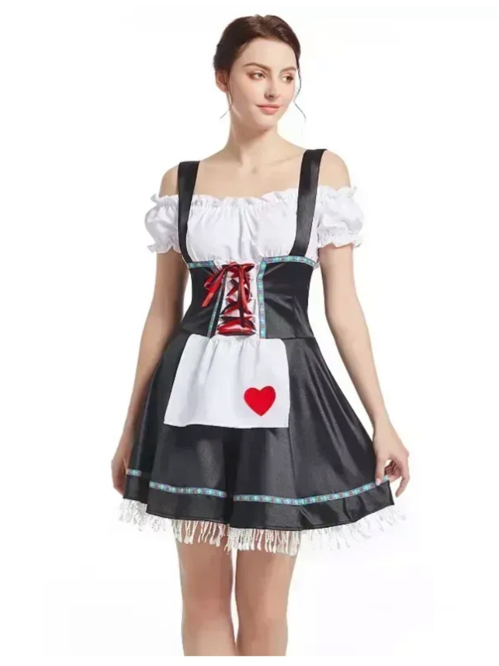 Bavarian Festival Waitress Oktoberfest Drindl Maidservant Dress - BLACK